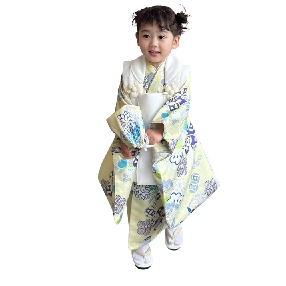 七五三　3歳　青色 伝統的和柄 七五三 3歳 青色 伝統的和柄